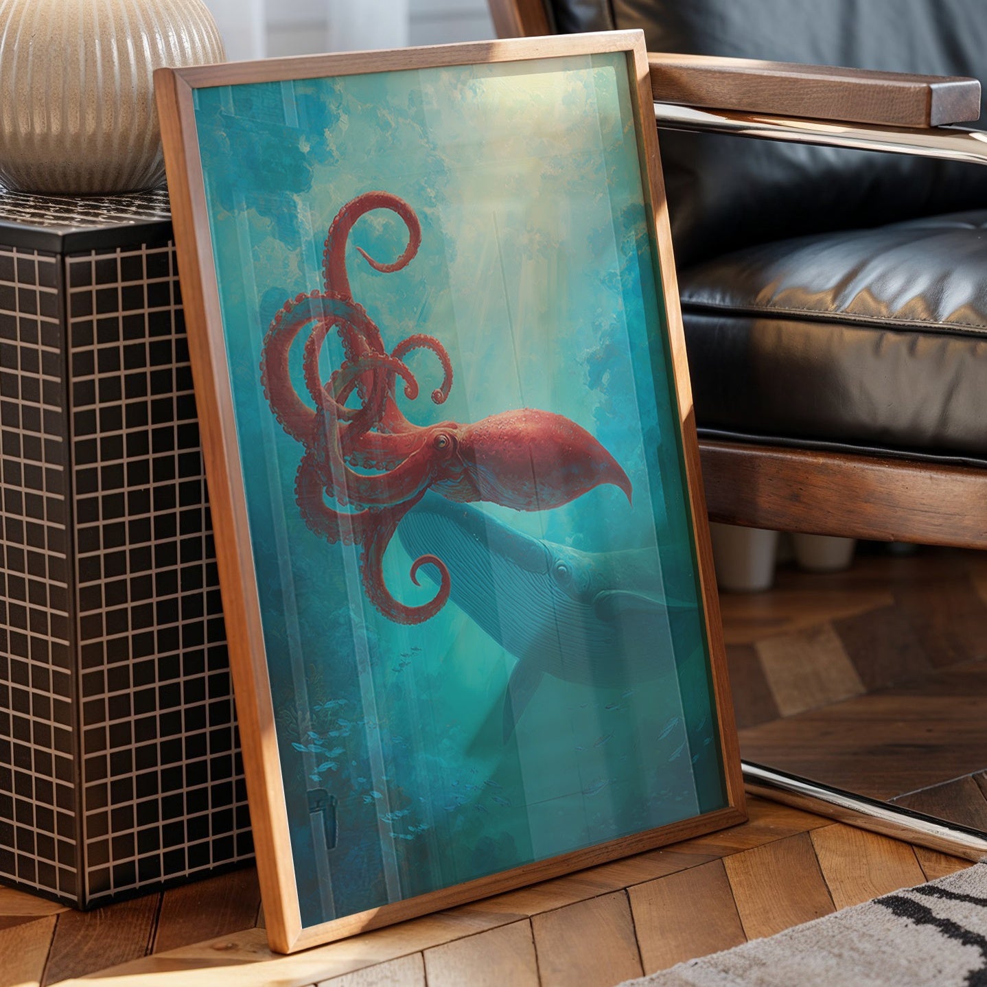 Crimson Tentacles Meet Azure Depths