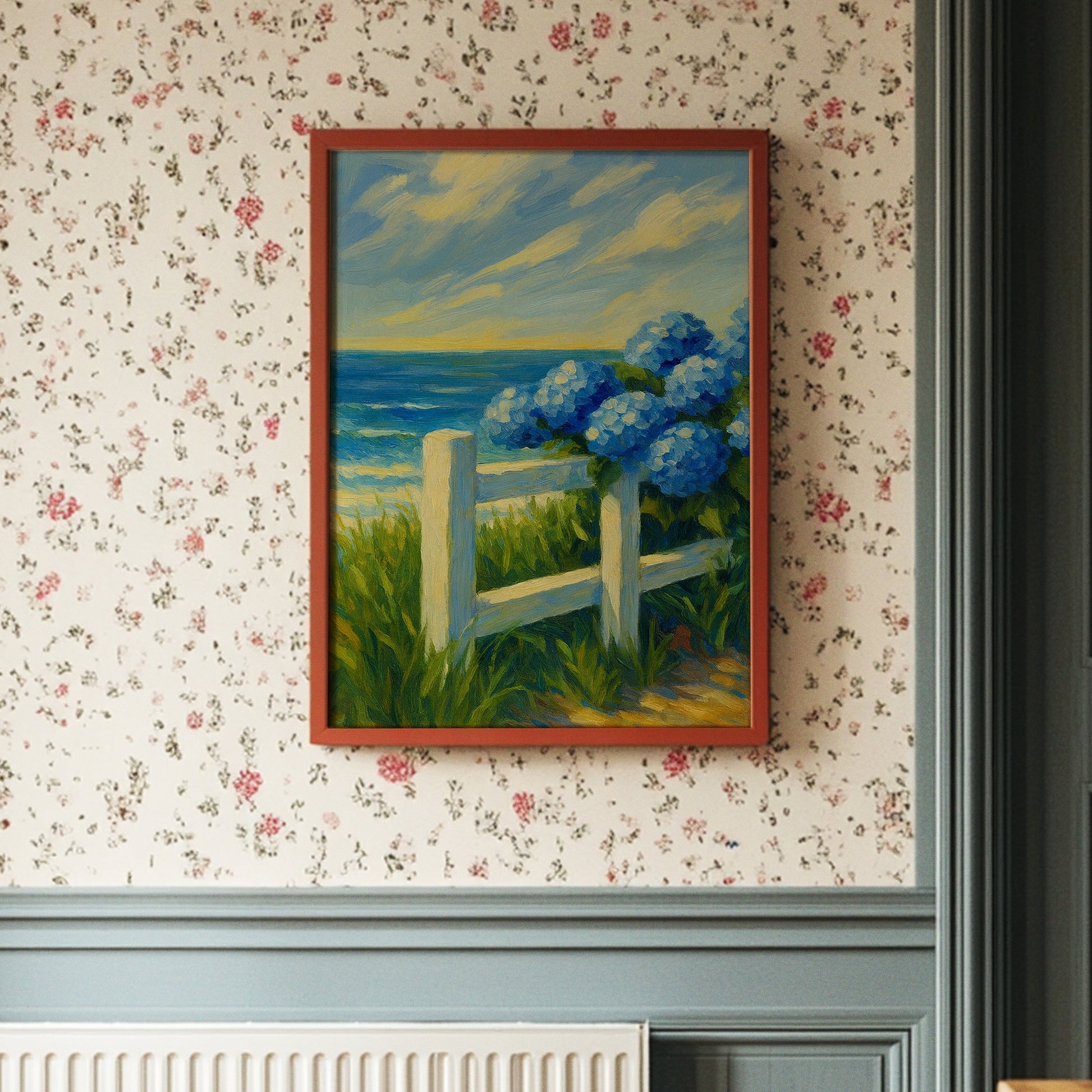 Coastal Blooms Beyond White Fence