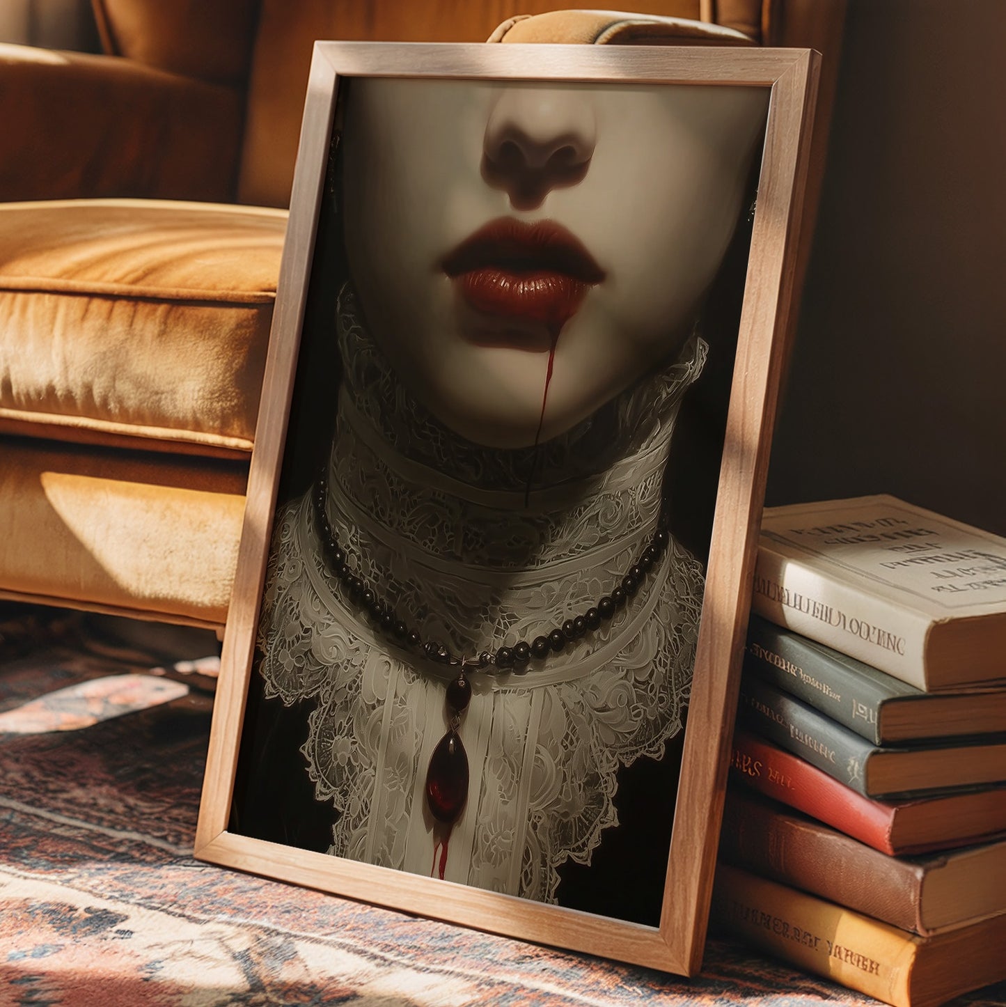 Crimson Secrets Behind Lace Collar