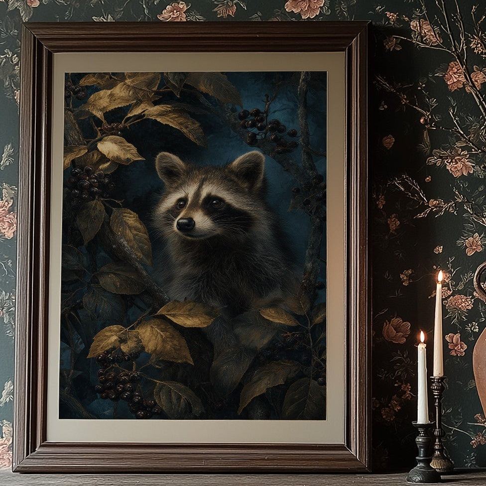 Midnight Visitor Behind Golden Leaves