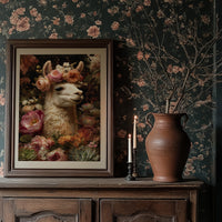 Crowned Llama In Floral Court