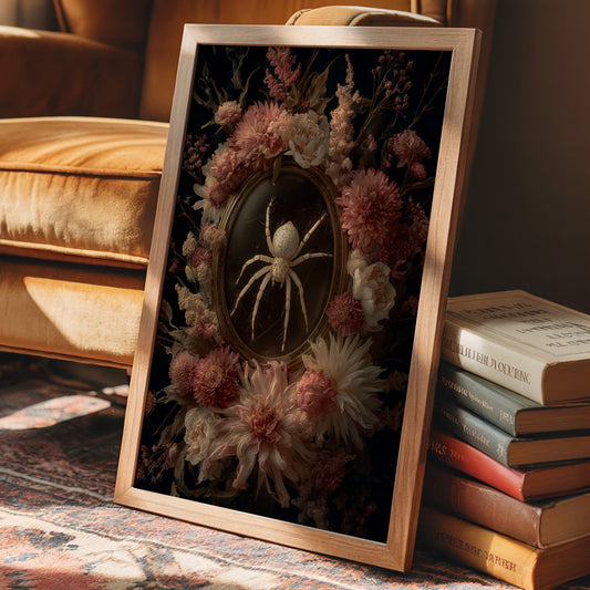 Pale Arachnid Among Blush Blooms