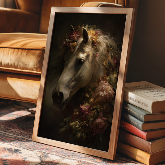 Noble Steed Adorned With Blossoms