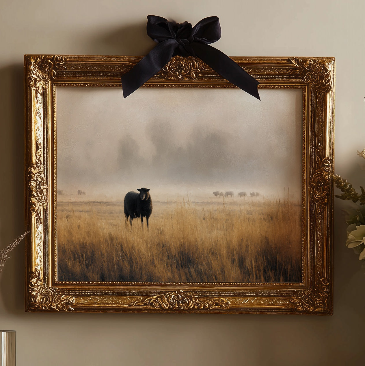 Lone Sheep Among Golden Fields