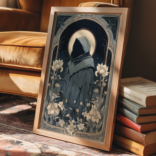 Moonlit Pilgrim Among Lotus Blossoms