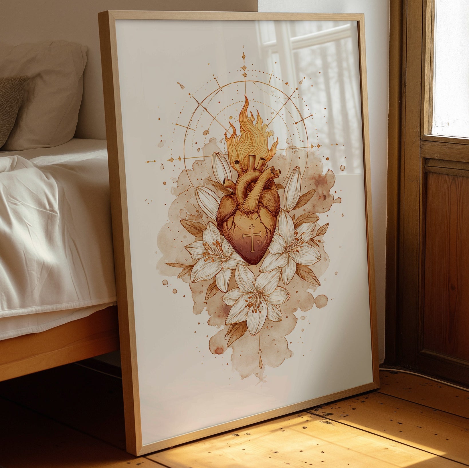 Sacred Flame Among Lily Petals