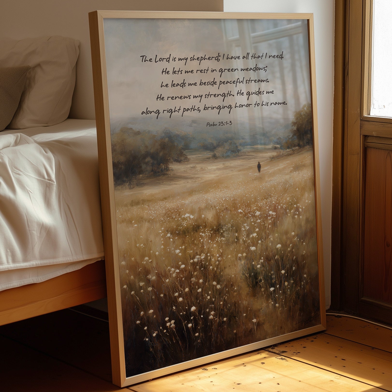 Psalm's Promise On Wooden Table