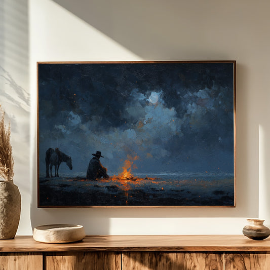 Moonlit Embers on the Prairie Horizon