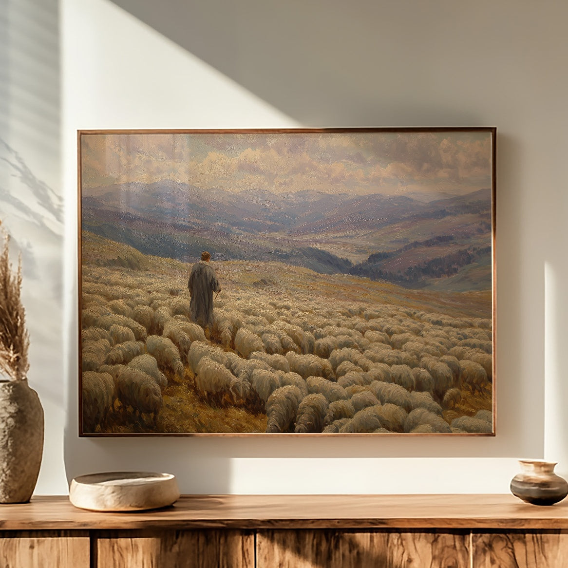 Shepherd's Solitude Among Rolling Hills