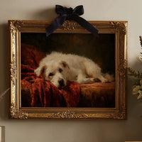 Loyal Companion Rests On Crimson Velvet