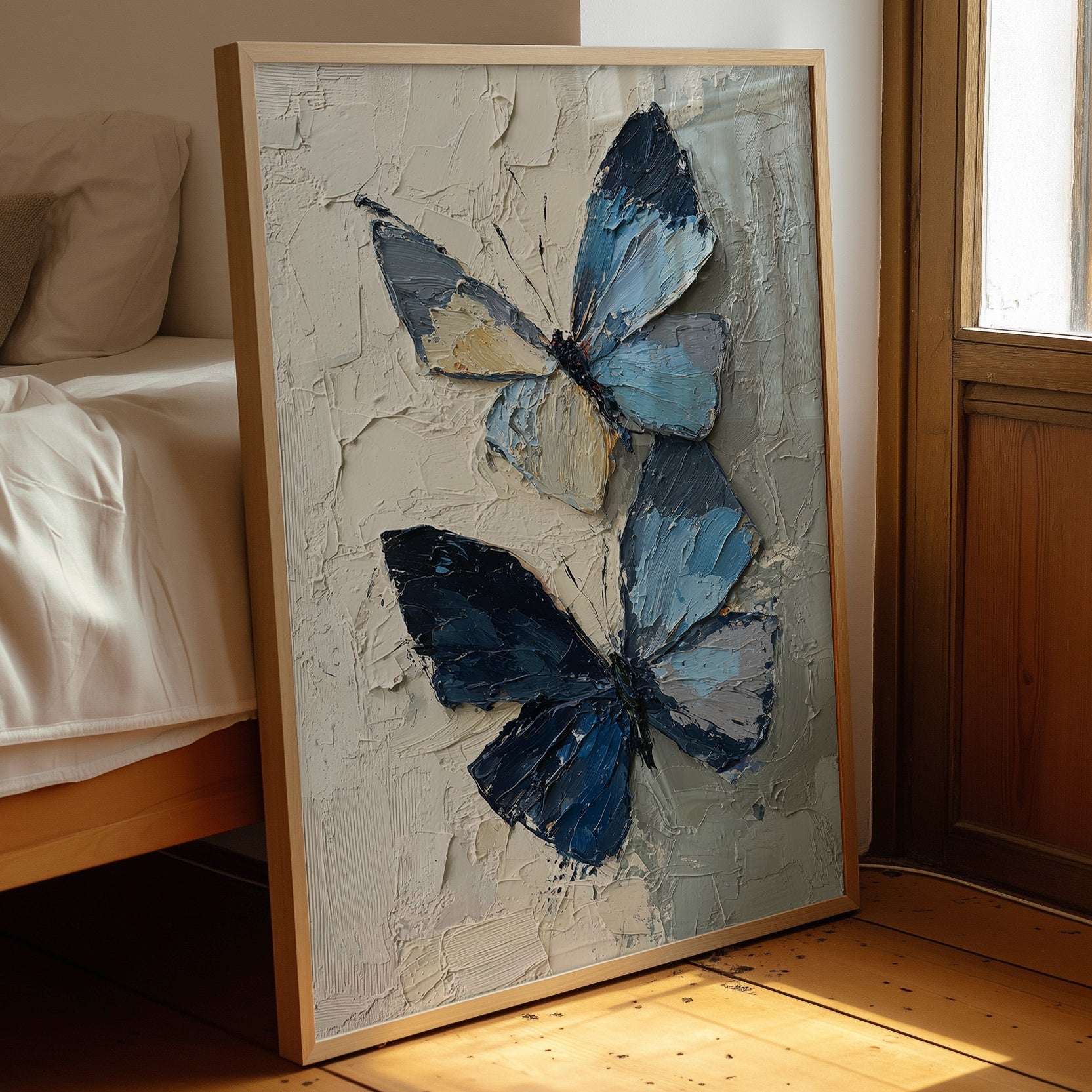 Blue Duet On Weathered Plaster