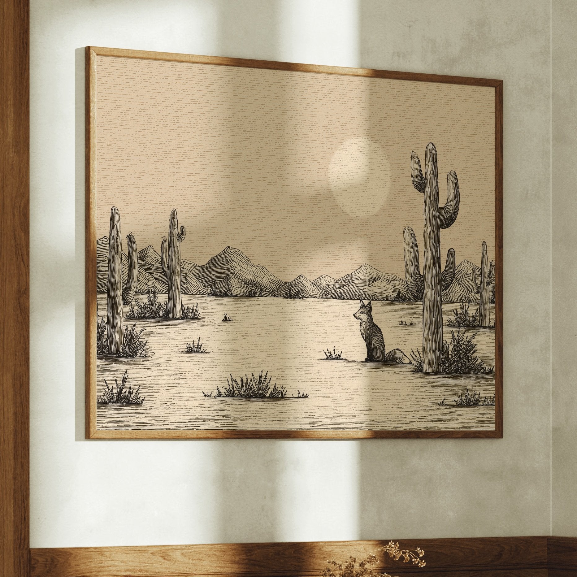 Fox Gazes At Desert Moon