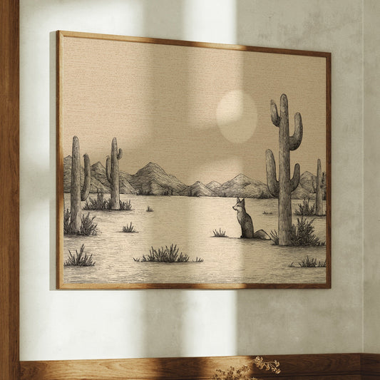 Fox Gazes At Desert Moon