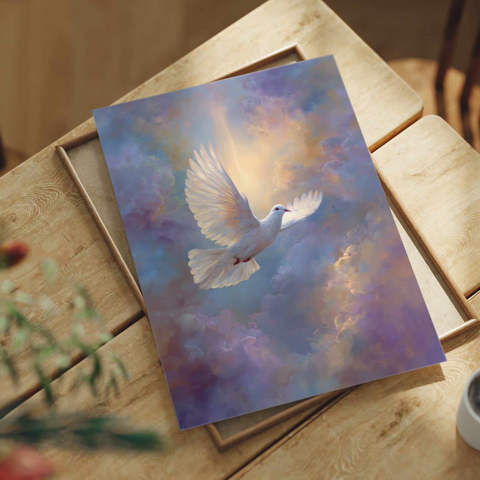 Dove Soars Through Heaven's Glow