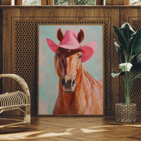 Pink Cowgirl Rides At Dawn