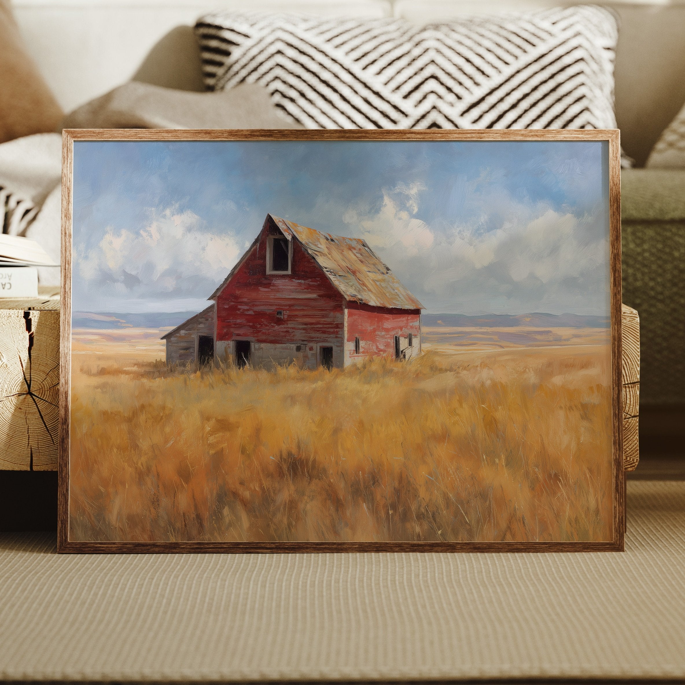 Weathered Red Against Golden Fields