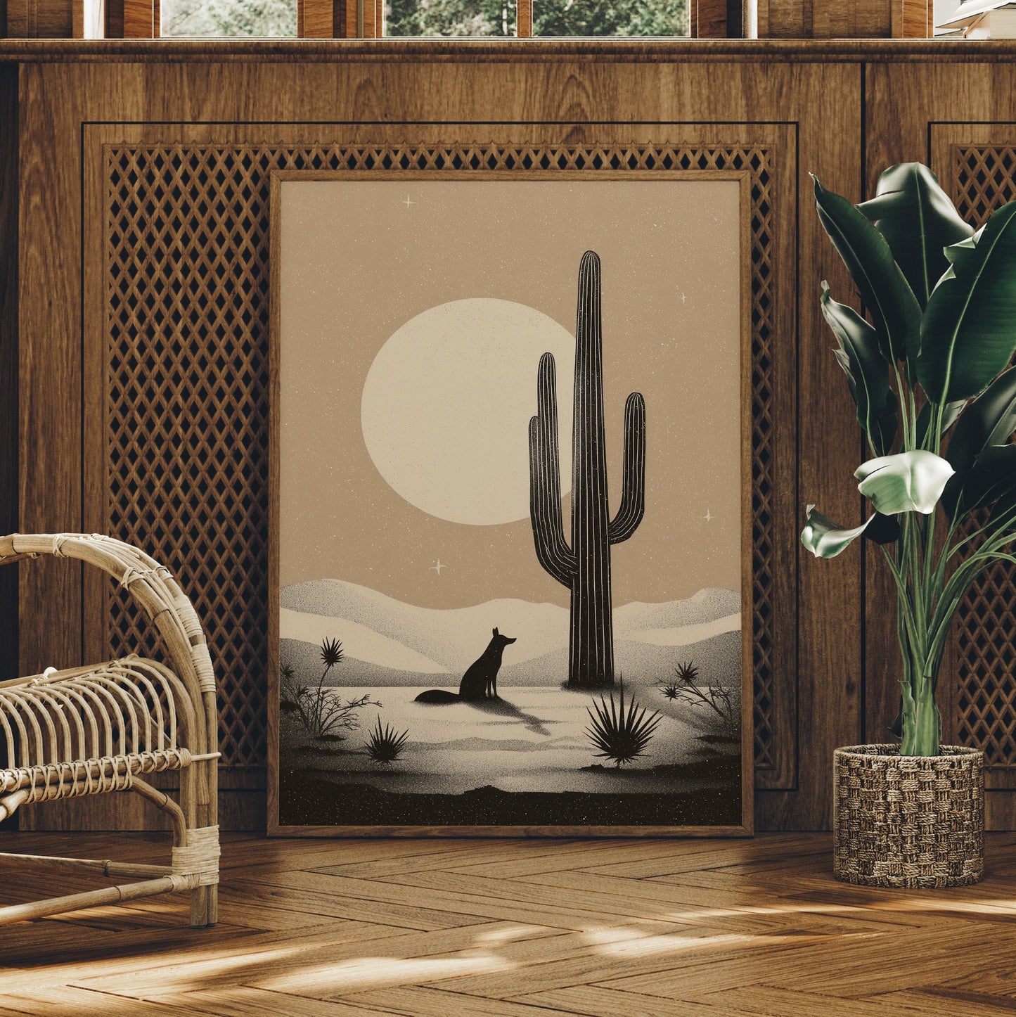 Coyote Waits Under Desert Moon