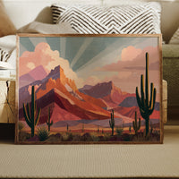 Saguaros Bathe In Coral Light
