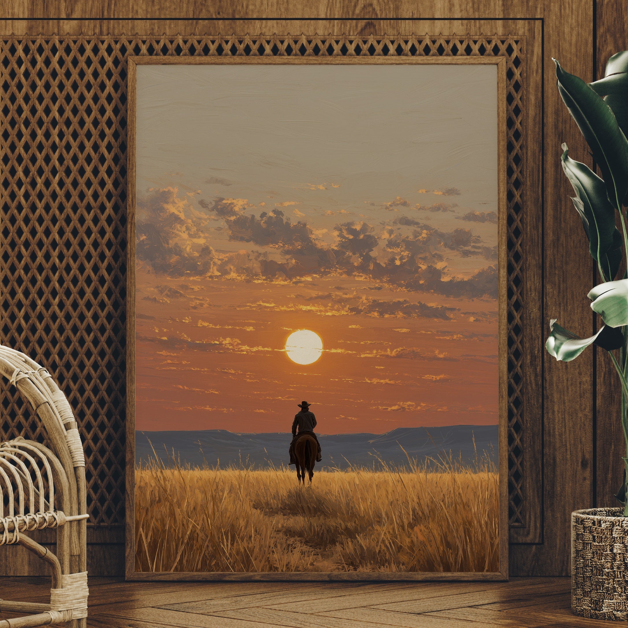 Frontier Wanderer Greets The Setting Sun