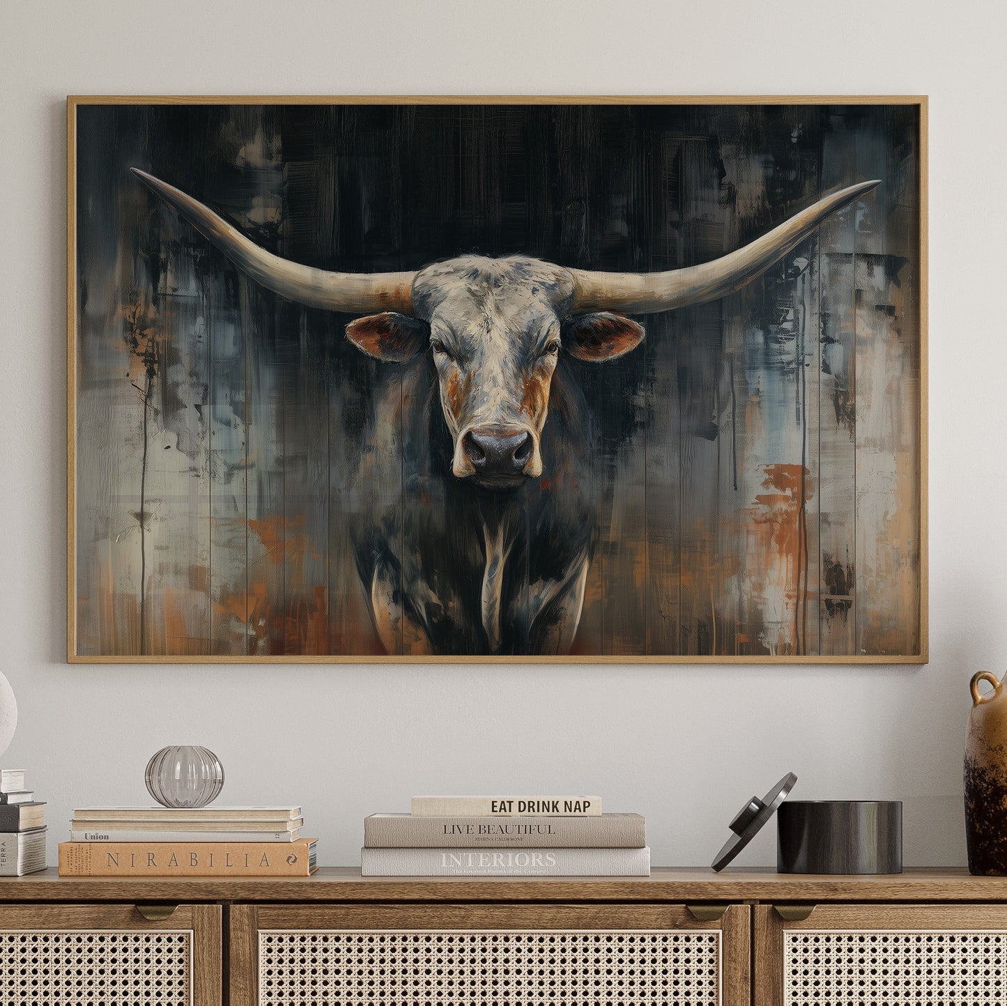 Majestic Horns Against Abstract Shadows
