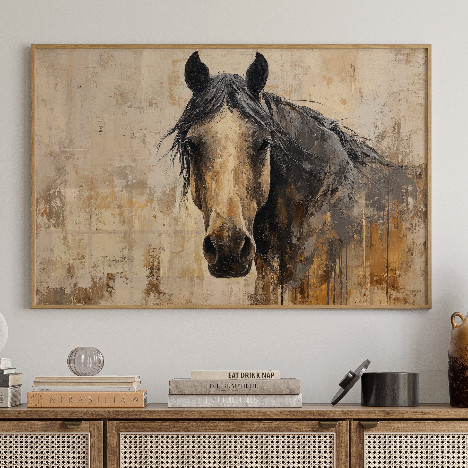 Noble Gaze Through Weathered Canvas