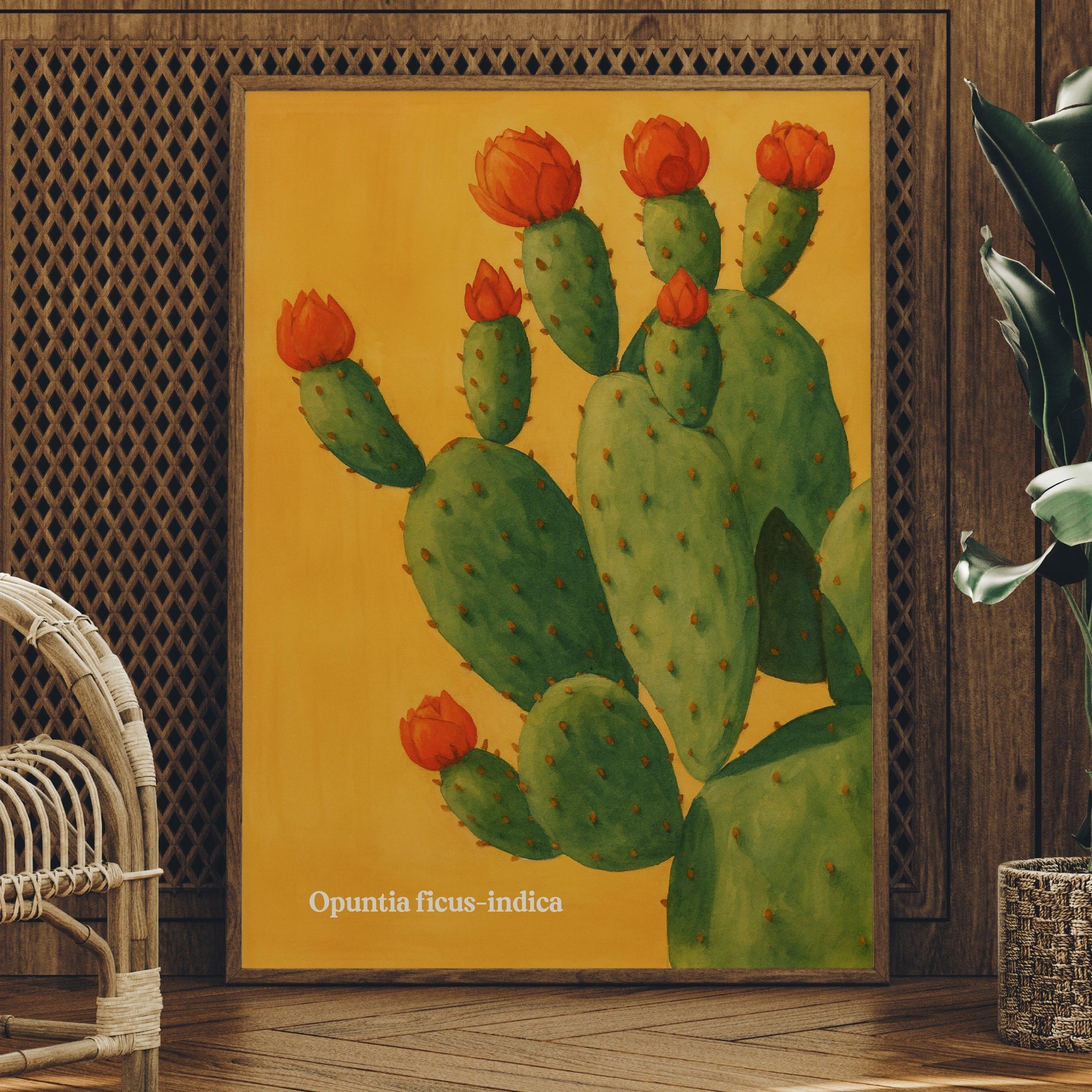 Desert Bloom Against Golden Sky