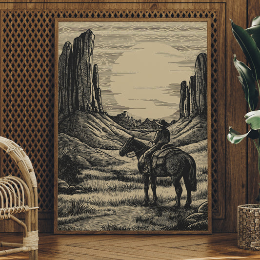 Lone Rider Faces Monument Dawn
