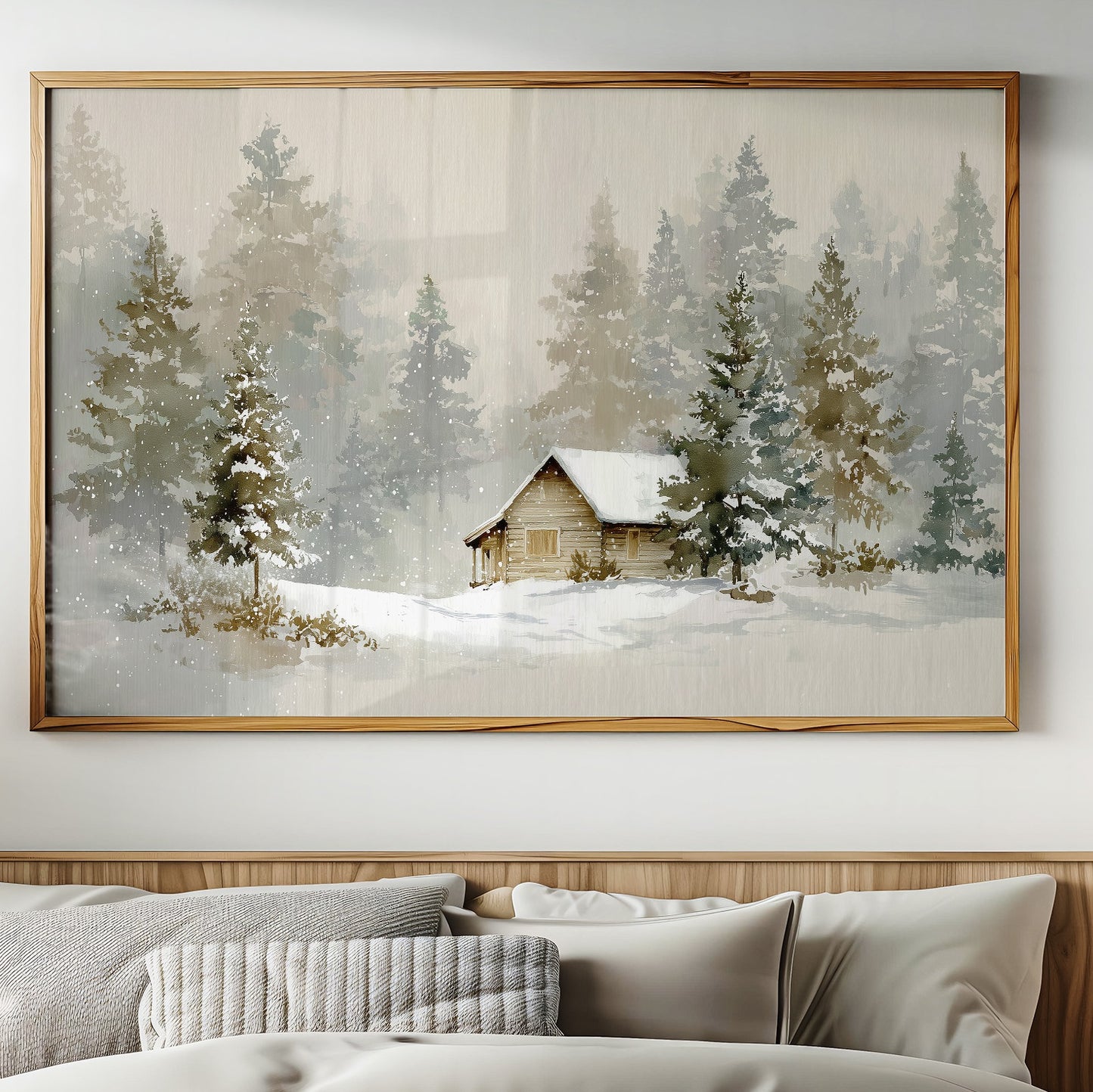 Cabin Nestled Among Frosted Pines