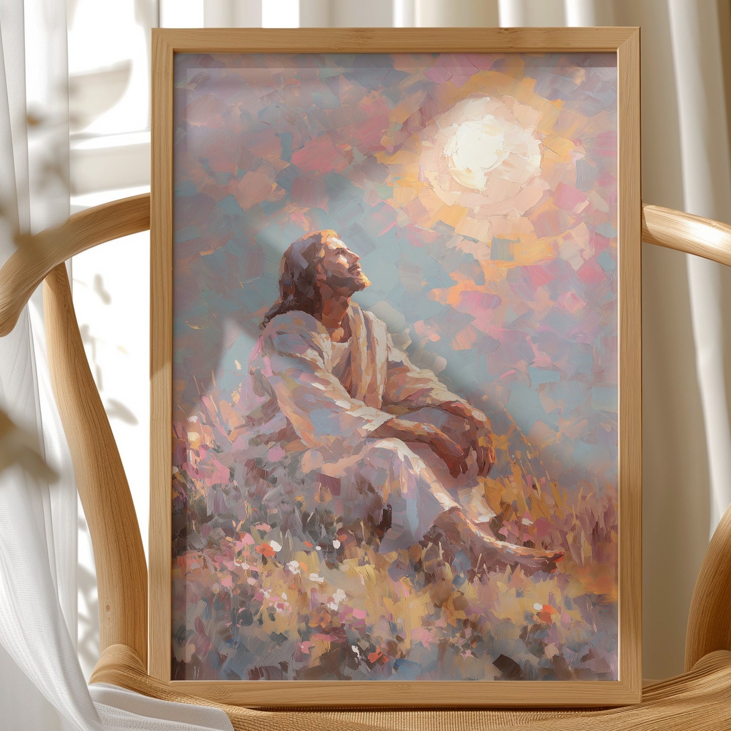 Sunlit Prayer On Hillside Canvas