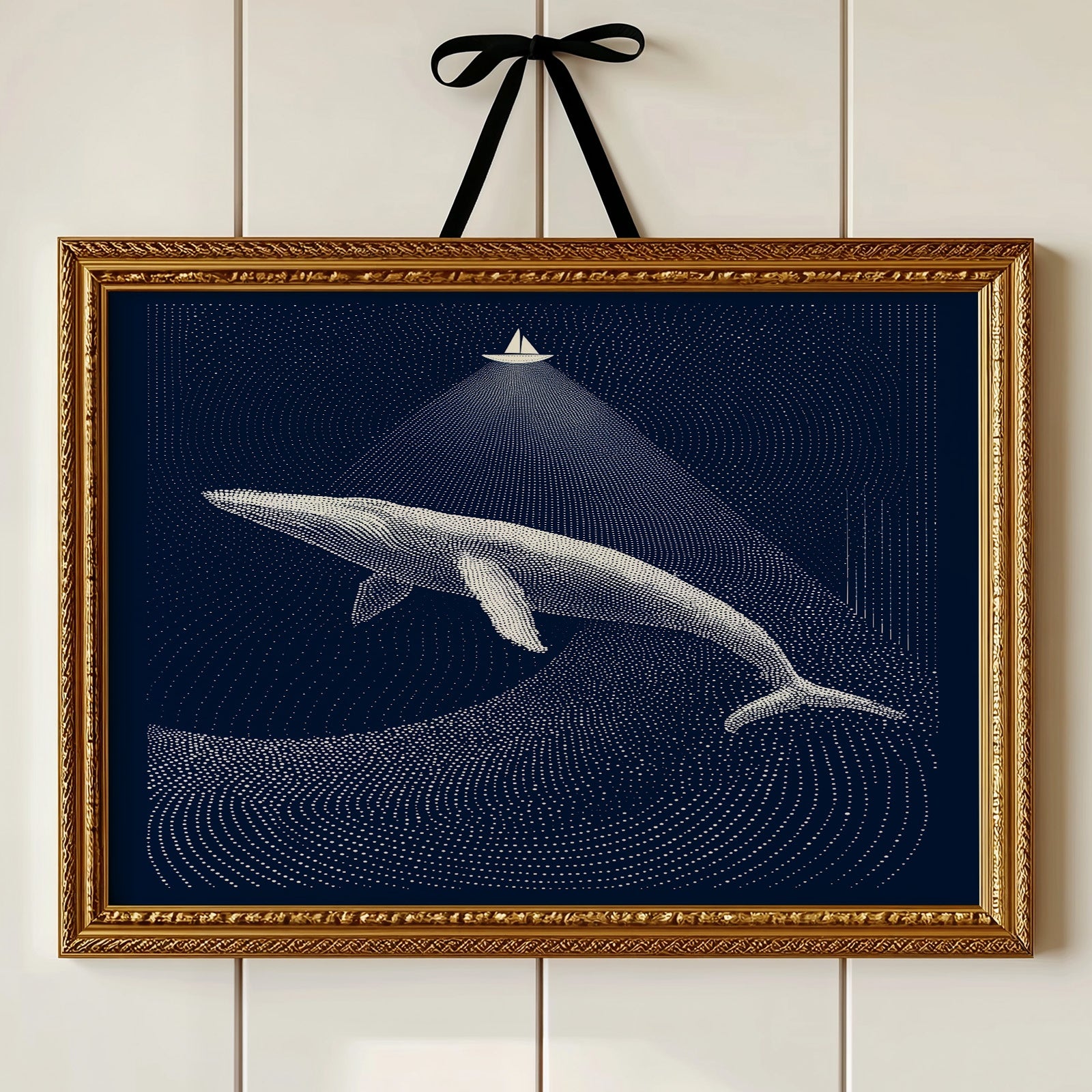 Tiny Vessel Above Ocean Giant