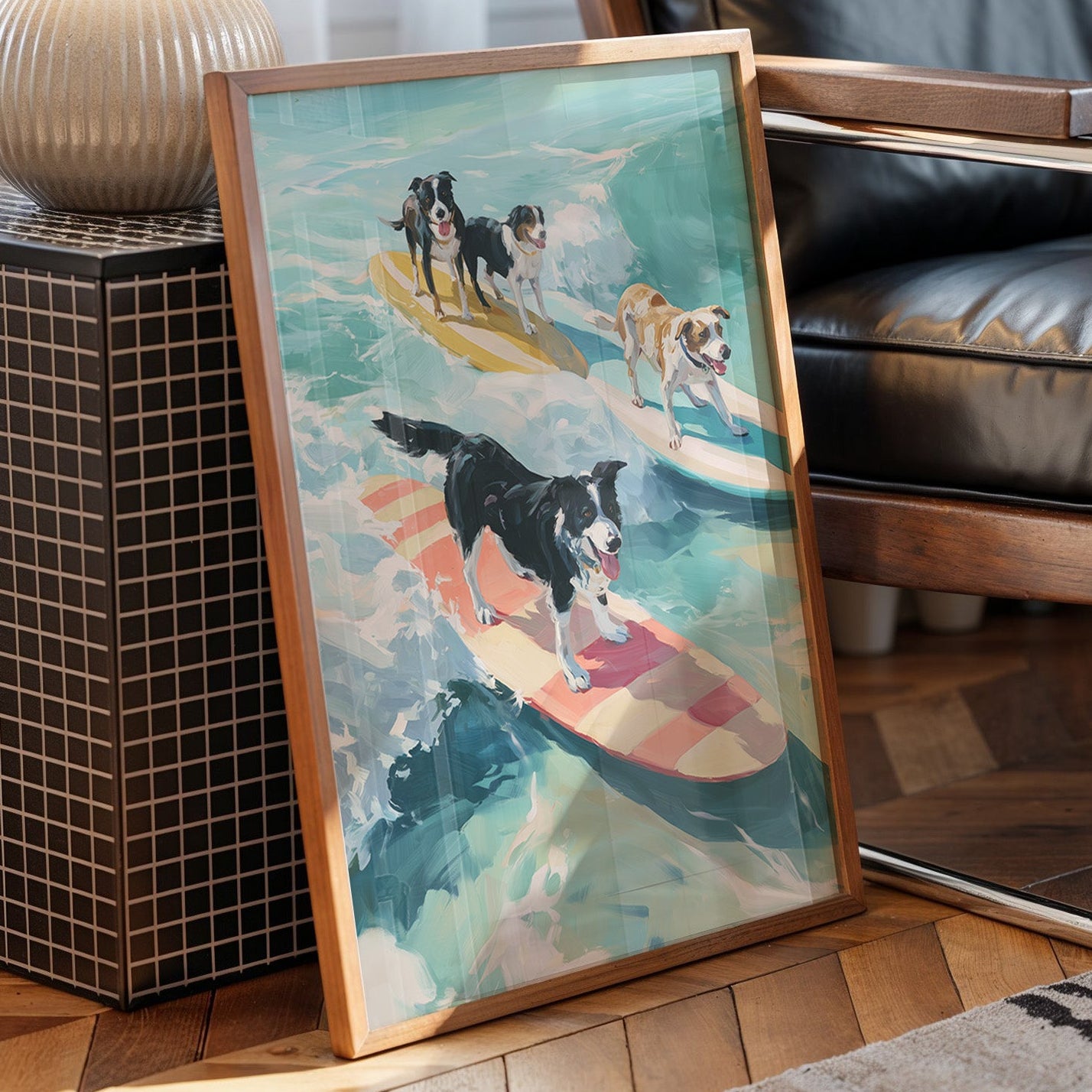 Surfboard Symphony: Canine Wave Riders