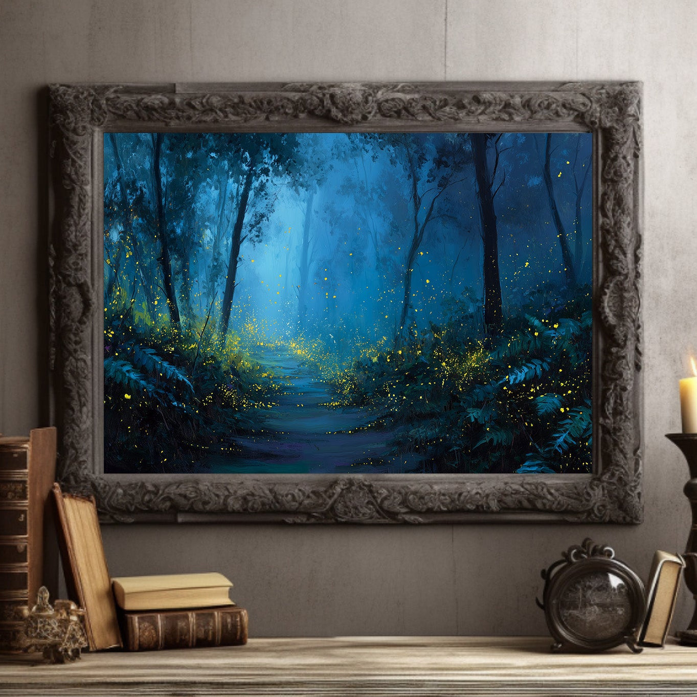 Fireflies Dance Along Midnight Path