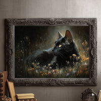 Midnight Prowler Among Wildflowers