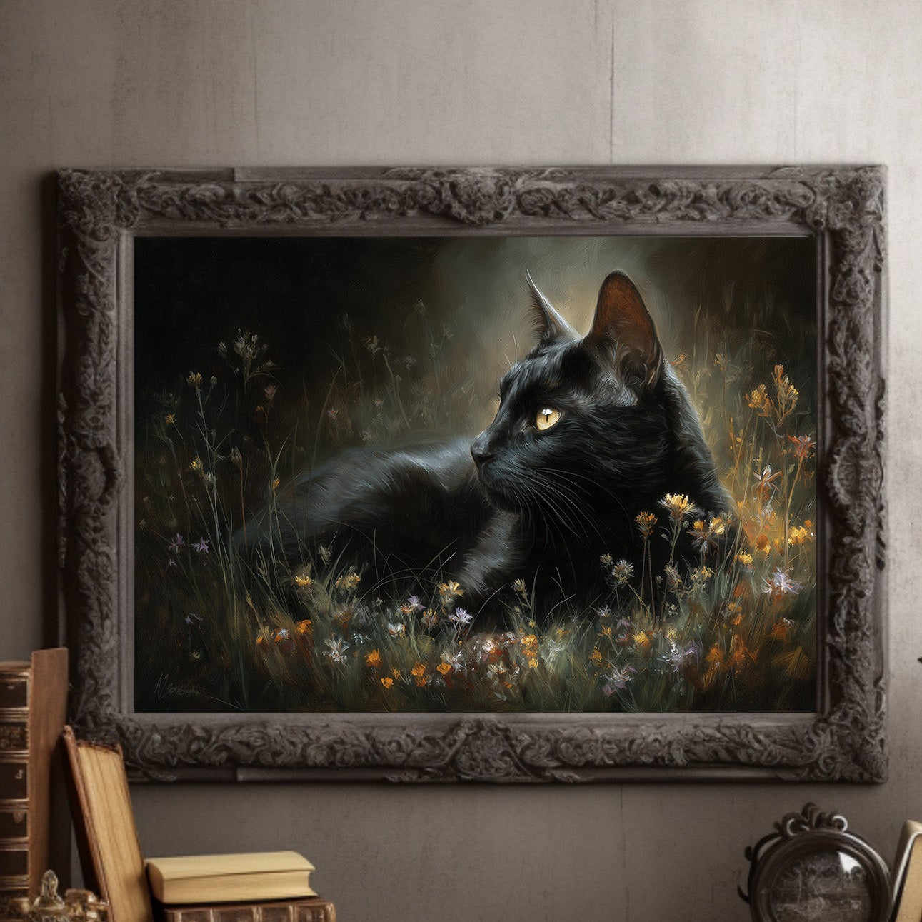 Midnight Prowler Among Wildflowers