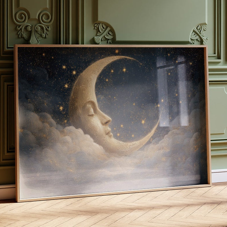 Crescent Dreams Among Starry Skies