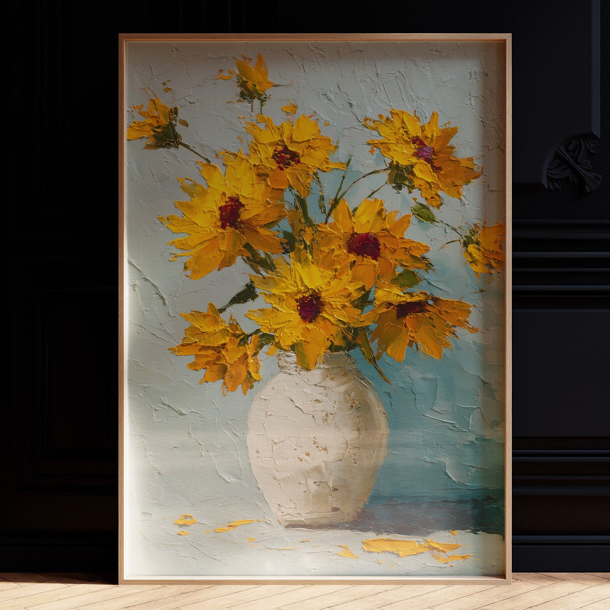 Sunburst Sunflowers in Palette Knife Texture