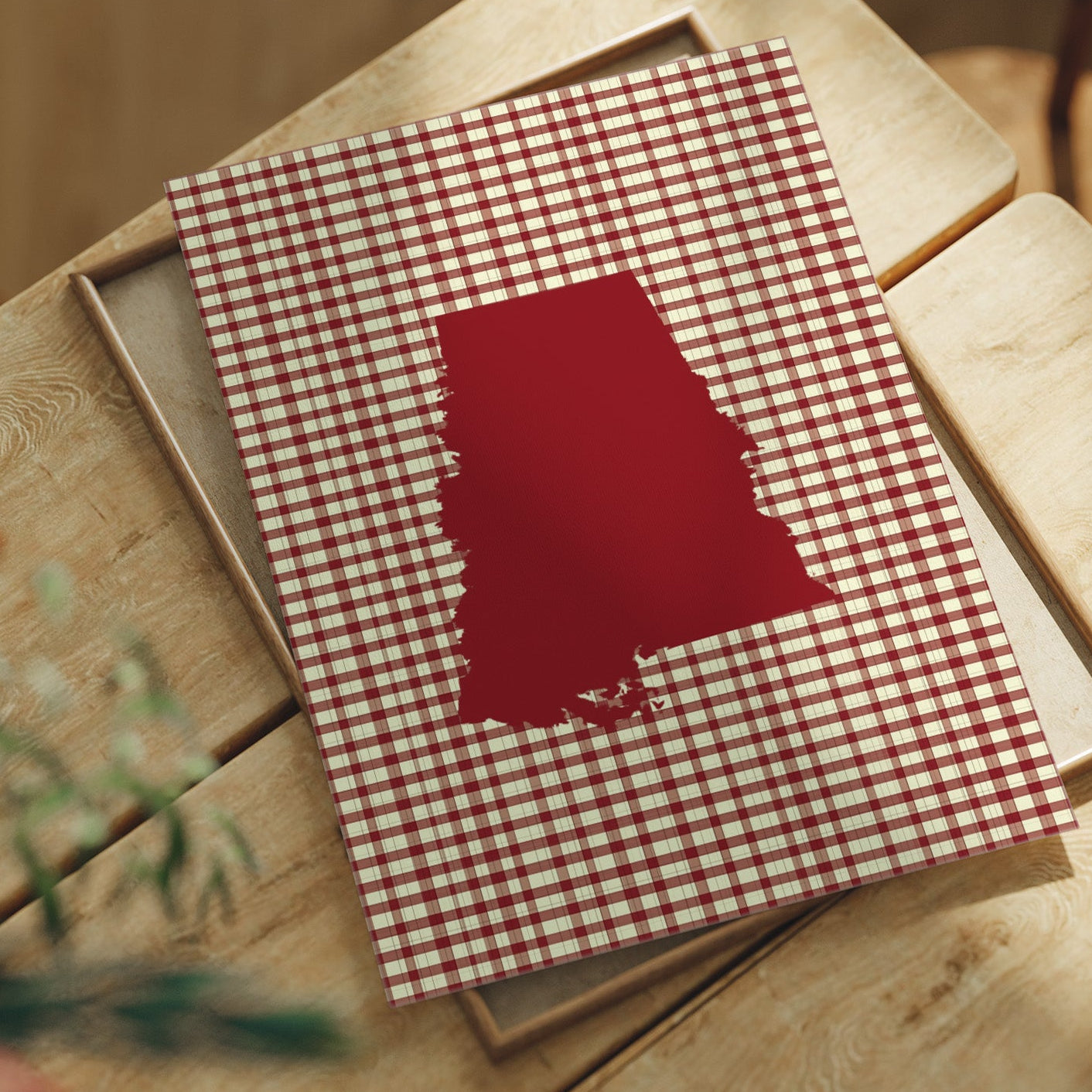 Alabama Crimson State on Gingham