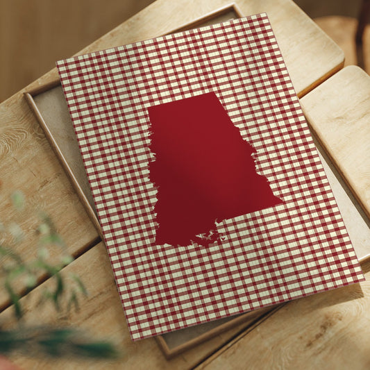 Alabama Crimson State on Gingham