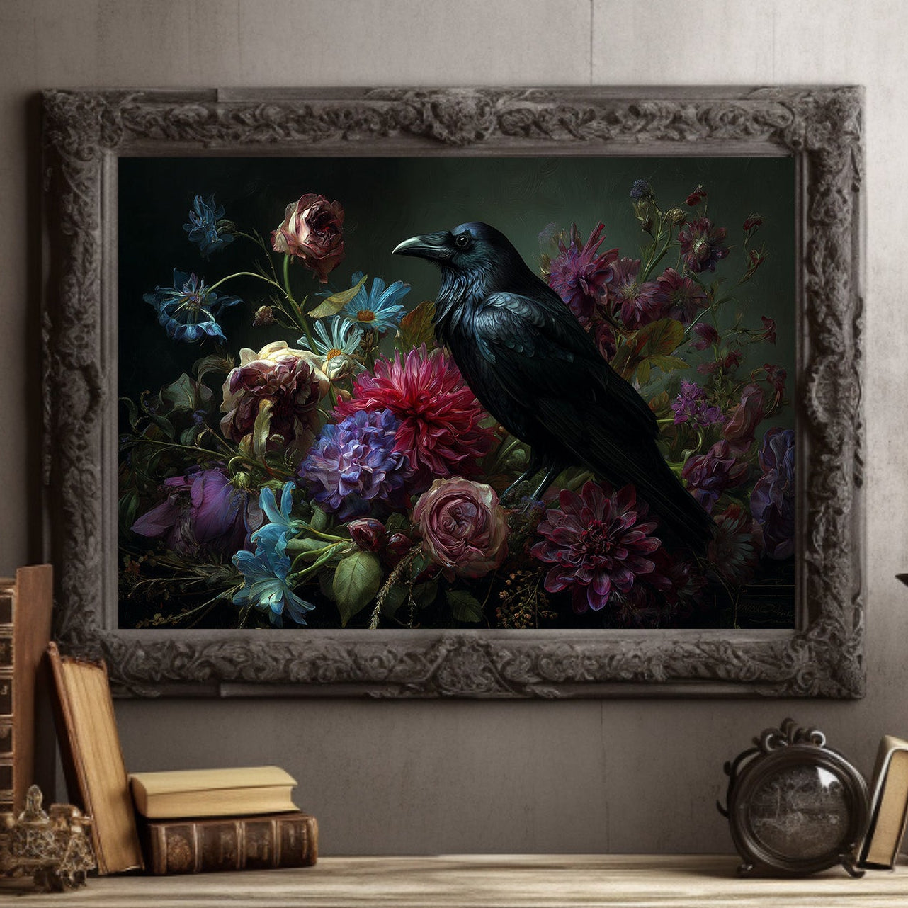 Raven's Tale Among Velvet Blooms