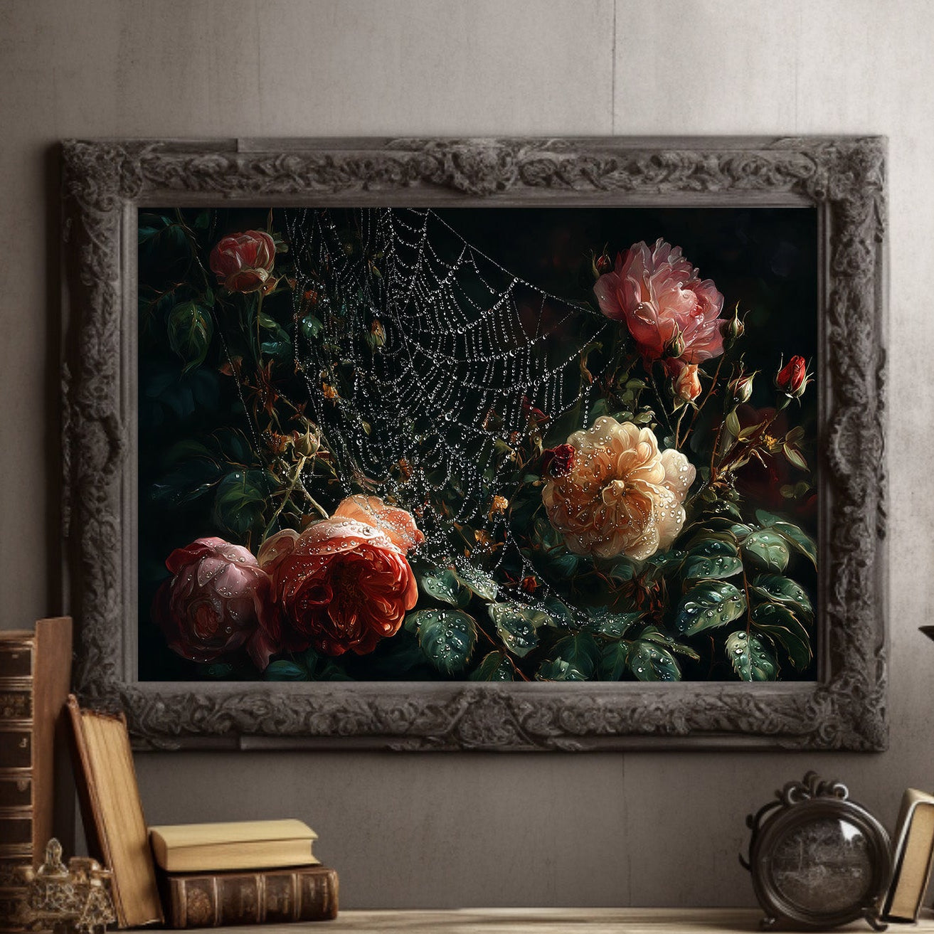 Roses Caught In Morning Dew