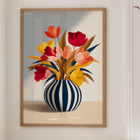 Vibrant Blooms in Striped Elegance