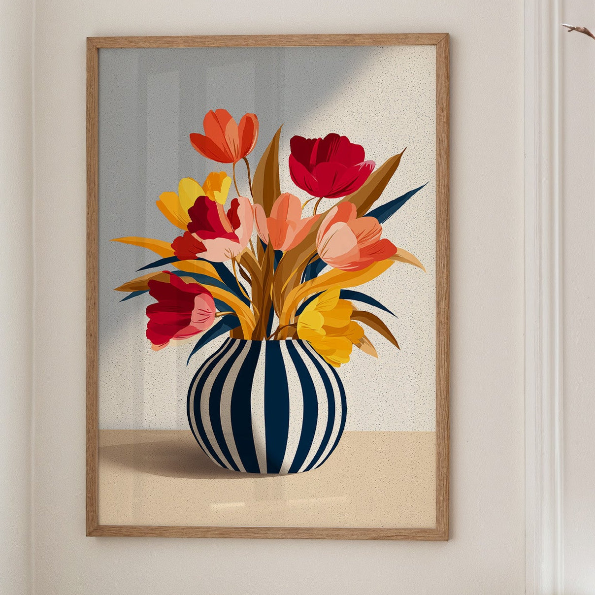 Vibrant Blooms in Striped Elegance