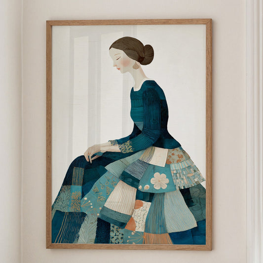 Patchwork Elegance in Teal Reverie