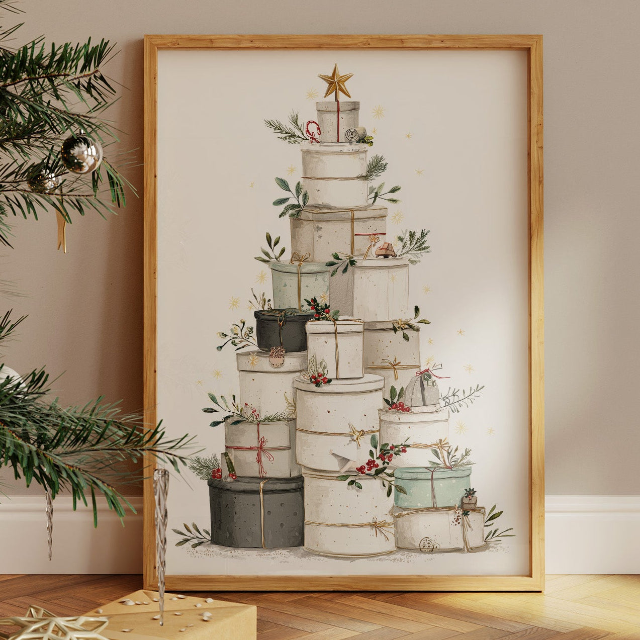 Stacked Treasures: A Festive Gift Tower