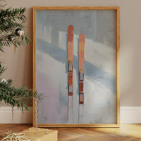 Alpine Duet: Copper Skis at Rest