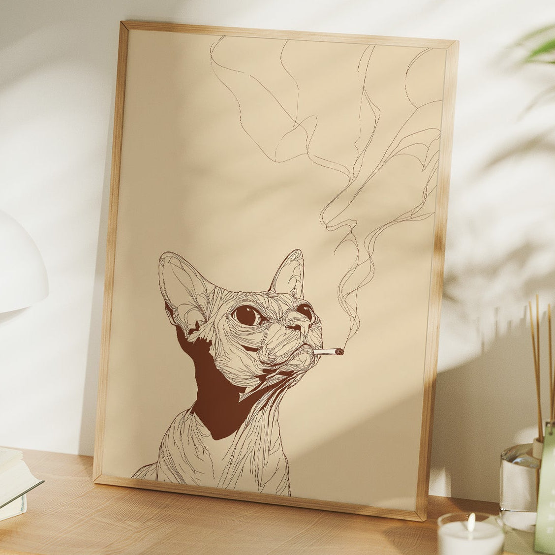 Feline Contemplation: Smoke and Whiskers