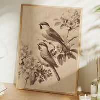 Chickadees Among Cherry Blossoms