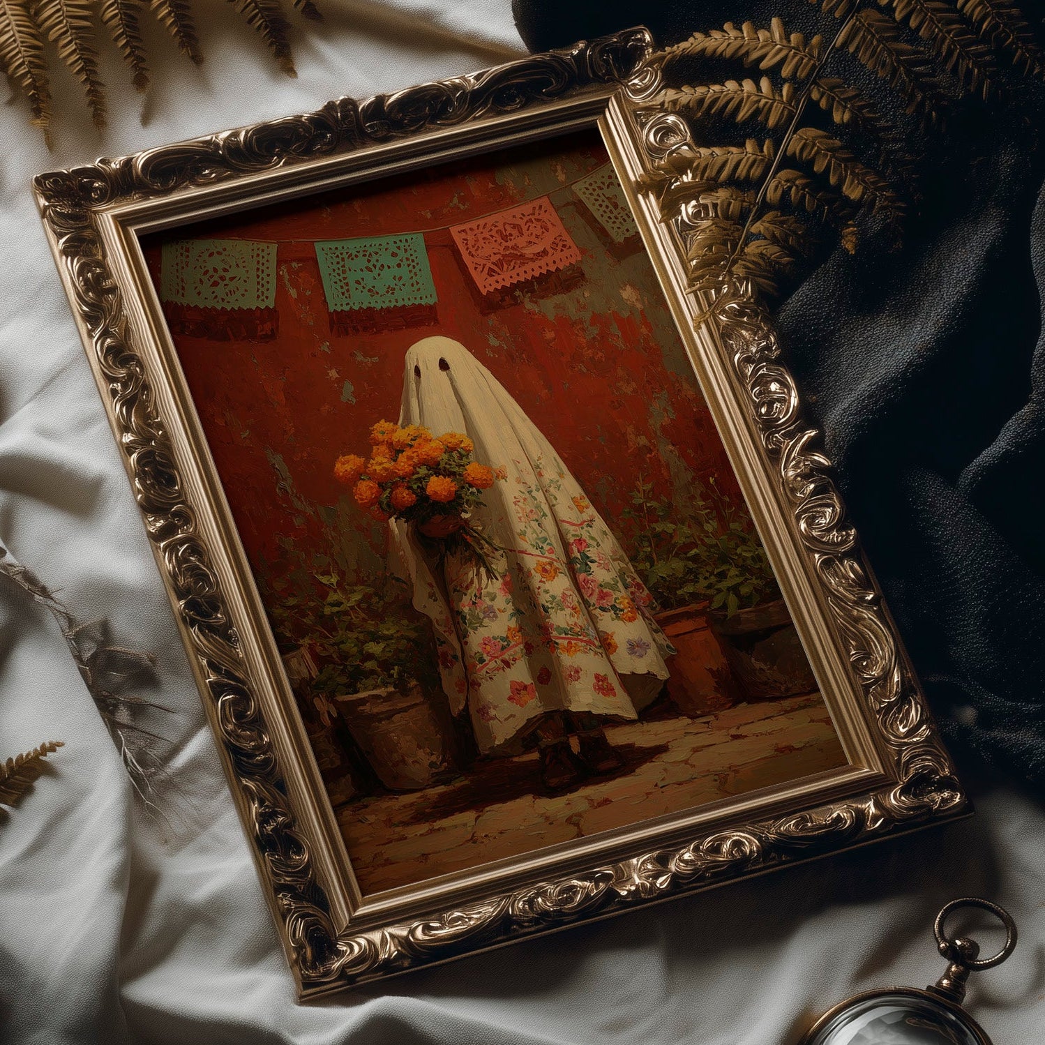 Marigold Offerings Under Papel Picado