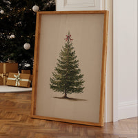 Vintage Evergreen with Crimson Bow