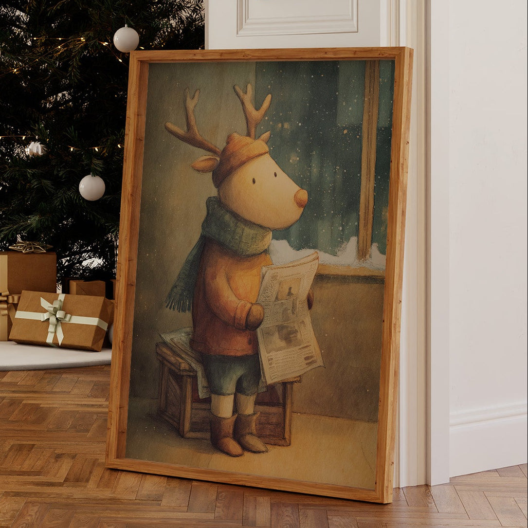Winter Headlines: A Reindeer's Morning Ritual
